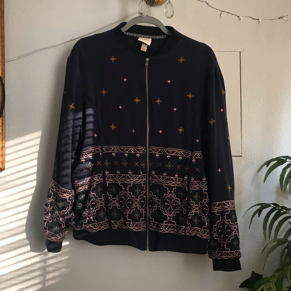 Knox Rose Blue Embroidered Bomber Jacket